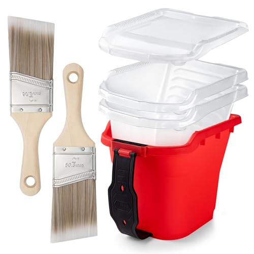 Mister Rui Paint Brushes Paint Cup with Paint Bucket Liners 2 Inch Paint Brush Professional Paint Brush Set for Smooth Finish Wall Furniture Trim