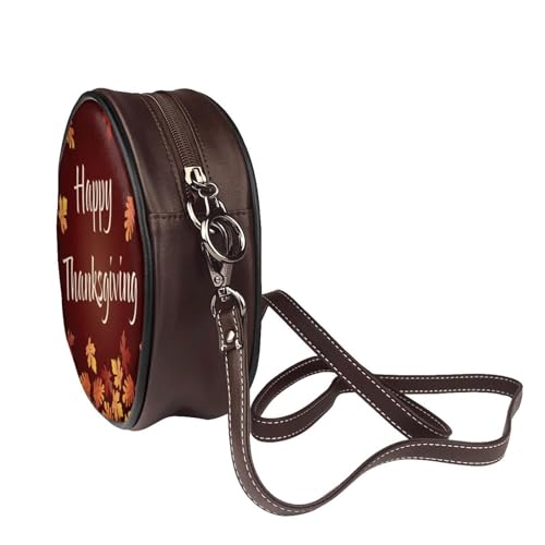 Small Crossbody Bags for Women Round Purses PU Leather Shoulder Bag with Adjustable Strap3