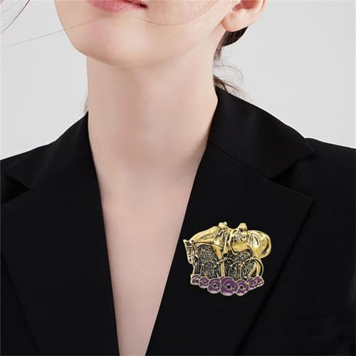 Image of Dreuyet Horse Brooch Pin Horse Racing Suit Lapel Pin for Women Men Rhinestone Antique Gold Horse Animal Brooch Clothing Outfits Accessory Jewelry