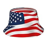 erhoug cappello da pescatore estivo con stampa patriottica con bandiera americana, pieghevole, per spiaggia, pesca, viaggi, attività all'aperto, per uomini e donne, nero