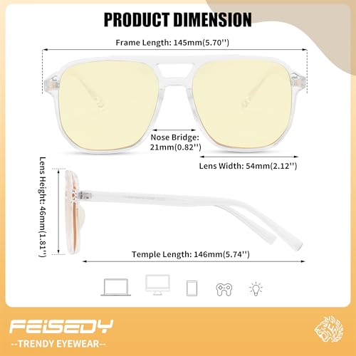 Image of FEISEDY Amber Blue Light Glasses for Computer Gaming Orange /Yellow lens Anti Eyestrain Sleep Glasses G2835