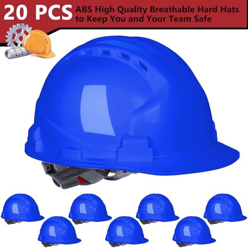 Image of Leumoi 20 Pack Hard Hat Bulk 4-Point ABS Safety Helmets Adjustable