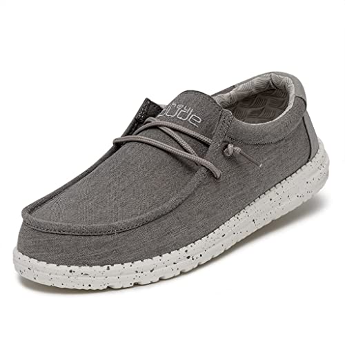 Image of HEYDUDE Men's Wally Chambray Sepia Brown Size 6 | Men's Shoes | Men's Lace Up Loafers | Comfortable & Light-Weight