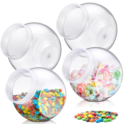 Willinglong 4 Pcs 40 oz Plastic Candy Jar with Lid