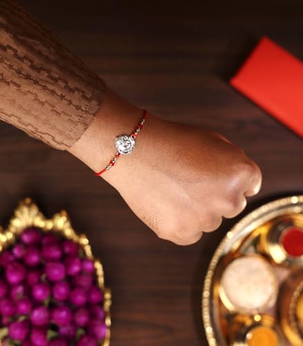 Image of Gargi by P.N. Gadgil and Sons 925 Silver Ganesha Rakhi | Gifts for Men and Boys | Rakshabandhan Rakhi for Brother | Rakhi for Boys & Men With Certificate of Authenticity