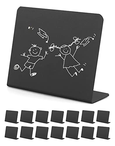 QWORK 15PCS Mini Tableau Craie Tableau Noir pour Mariages, Fêtes, Décorations de Table, Babillards Électroniques (10 x 7.5 cm) Cover