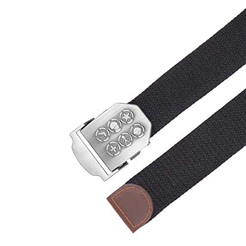 Image of ZORO Men's cotton Belt |canvas belt| stylish buckle | belt for jeans cargo jogger| non leather fabric belt black