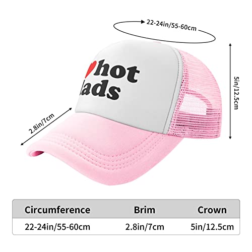 I Heart Hot Dads Trucker Hat Adjustable Cap For Adults Unisex Classic Hats Fishing Caps Pink #TOP5