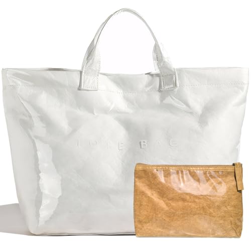 Image of PVC Tote Bag Gifts for Women Large Tote Purse Kraft Paper Letter Print Hobo Handbags for Work Beach Shopping Travel
