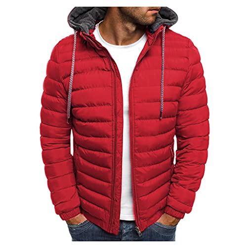 WWricotta Piumino da Uomo, Leggero, per Le Mezze Stagioni con Cappuccio, Giacca Trapuntata, Invernale, con Colletto Alto E Giacca Funzionale Giacca Trekking Antivento Uomo