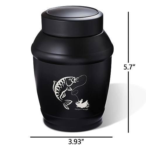 Image of Fishing Medium Cremation Urns for Human Ashes Adult Men Women | 5.7 Inch Black Decorative Burial Funeral Memorial Urns for Ashes,Medium Urns for Human Ashes Adult Male /Dad /Men /Father
