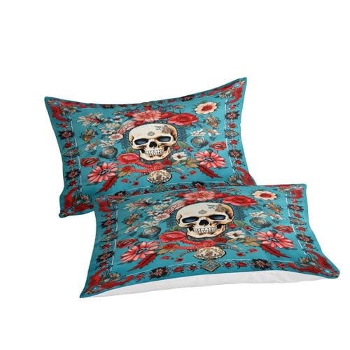 Funda edredón de calavera rosa en microfibra suave con estampado 3D 6