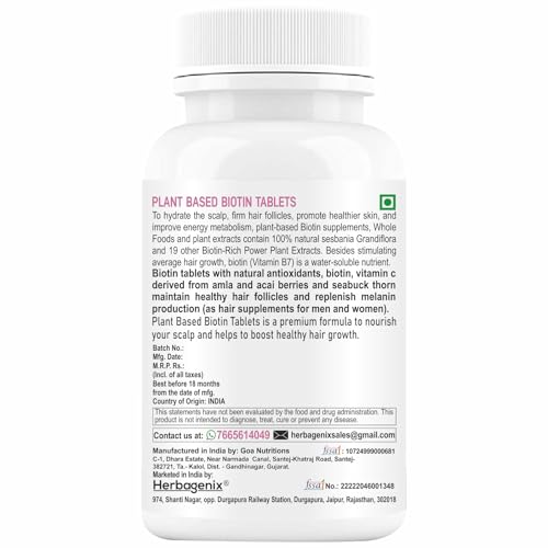 Image of Biotin Tablets For Hair Growth With Natural Vitamins and Plant Extracts - Hair Supplement For Women and Men To Support Regrowth And Control Hairfall (1, 60)