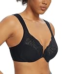 Lemorosy Wide Strap Front Closure Bra Lace Full Figure Underwire(Black Wide Strap,38D)