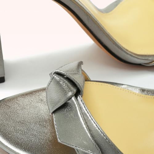 Bowknot Chunky Heels for Women Strappy High Heels Bow Tie Lace Up Open Toe Pumps Dress Bride Wedding Shoes4