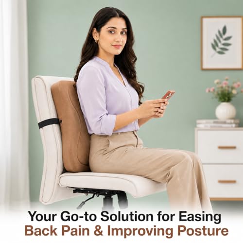 Image of Aasan Lumbar Support Pillow for Office Chair & Car Seat - Ergonomic Back Support Cushion for Lower & Upper Back Pain Relief | Comfortable Spine & Waist Support for Long Sitting (Brown)