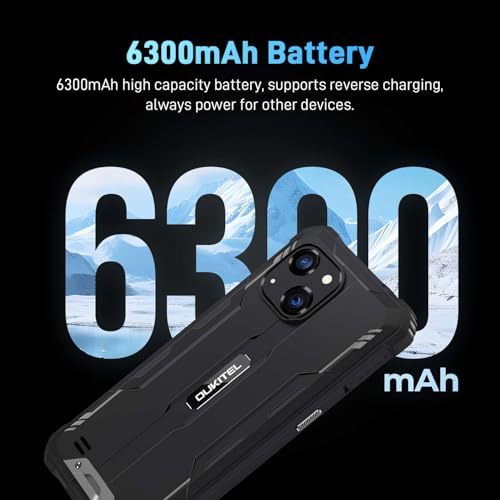 OUKITEL G2 Rugged Phone Unlocked, 6" Screen Cell Phone, 6300mAh Battery, 16GB+64GB/TF 1TB Smartphone, 13MP Camera, 4G Dual SIM Android 14 Phones, IP68/IP69K Waterproof Phone, GPS/T-Mobile, Black