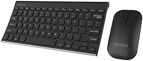 Arteck Bluetooth Keyboard and Mouse Combo Ultra Compact Slim Stainless Full Size Keyboard and Ergonomic Mice for Computer/Desktop/PC/Laptop/Surface and Windows 10/8/7 Built in Rechargeable Battery