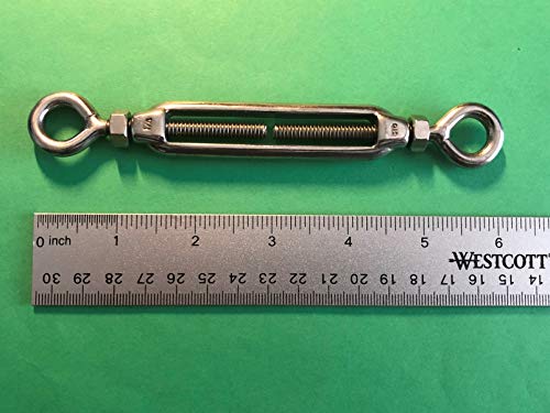 Set de 10 tensores US Stainless de acero inoxidable 316 grado marino, 1/4" UNC, tipo ojo y ojo miniatura 2