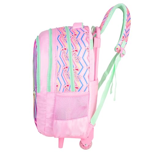 Image of Barbie School Bag 18 Inch Trolley Bag for Girls Large Rolling Backpack with Wheels & Trolley Handle
