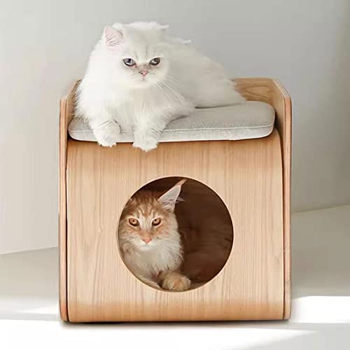 Table d'appoint en bois et lit pour chat fermé pour éliminer le désordre - 7