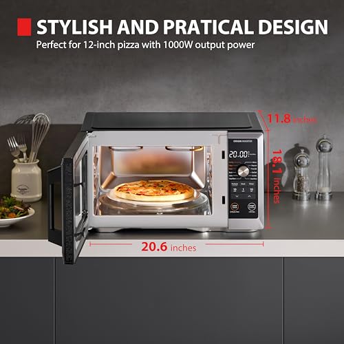 Image of TOSHIBA Optichef Pro Air Fryer Combo Countertop Microwave Oven with Origin Inverter, ChefDefrost, 1.0 Cu.ft., 1000W, Black Stainless Steel, ML2-EC10SAITC(BS)