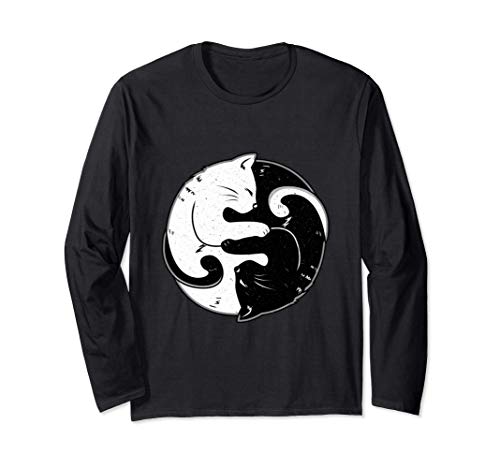 Amante de los gatos Ying Yang - Meditación del Budismo Manga Larga