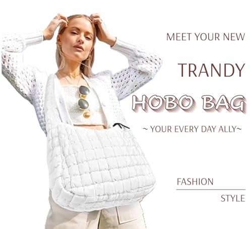 Bolsa tipo Hobo acolchada de nylon ligera grande miniatura 2