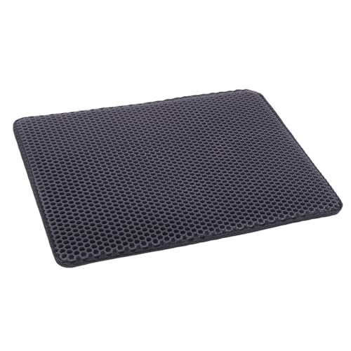 Bewinner Tapis de Litière pour Chat, Tapis de Piège à Litière pour Chat Double Couche EVA Imperméable et étanche pour Sol Intérieur de la Maison, Noir (Black)