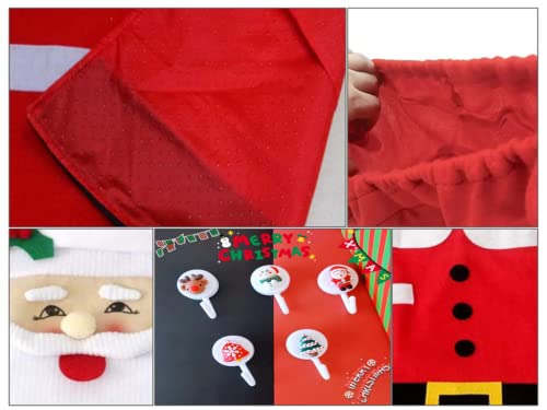 Kellegour 3 Stück Toilettenvorleger Badezimmer Set,Weihnachten Toilettensitzbezug mit Sitzbezug,Teppich,Gewebe Deckel Dekoration und 5 pcs Haken mit Weihnachtsmotiven,Für Hause,Hotel,Einkaufszentrum – Bild 4