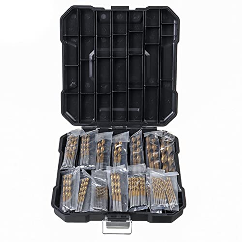 99 PCS Hex Shank Industrial 1mm to 10mm Strength Carbide Tip Twist Drill Bit, High Speed Steel Hardened Metal for Stainless Steel, Cast Iron, Wood and Plastic