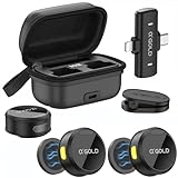Kit 2 Microfones Lapela Bluetooth - Profissional - Com Imã Sem Fio + Case de Carregamento - Redução de Ruído Até 12 Horas Autonomia Compatível com Camera, iPhone, iPad, Android e USB-C.