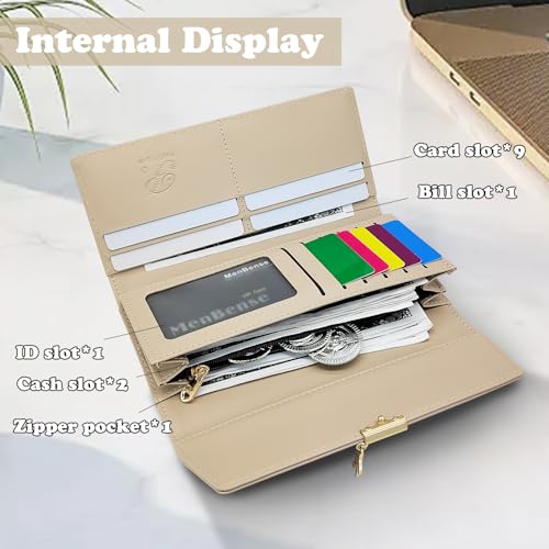 Clutch Wallet for Women, Women's Wallets with Leaf Pendant Decoration, Fashionable Triple Fold Ladies Wallet with Diamond Pattern for 9 Card Slots and ID Slot (Pink)4