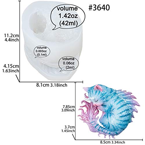 Devil Cat Epoxy Resin Silicone Mold Horned Dragon Kitten Spirit Animal For Polymer Clay, Soap, Candle, Jewelry Making Large Around 3Inch #TOP1