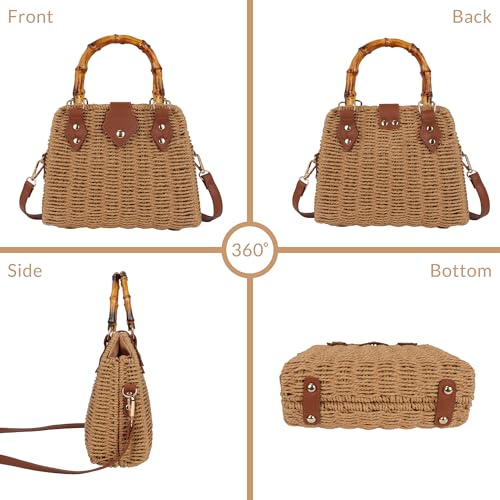 Straw Beach Bag Crossbody Handbag for Women Handmade Woven Shoulder Bag Top Handle Purse for Summer2