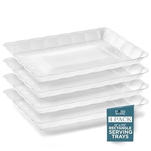 Posh Setting – Plastic Trays for Serving Food, White Serving Trays for Party, Plastic Serving Trays, Serving Dishes for Parties, Plastic Platters & Food Trays for Party, Plastic Serveware – 9×15