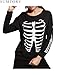 Sumtory Women Halloween Theme Skeleton Print Long Sleeve Sweatshirt Tops Black M