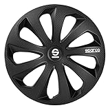Marca de primera calidad Sparco Juego de 4 Tapacubos Sicilia 14 pulgadas Negro/Carbonio