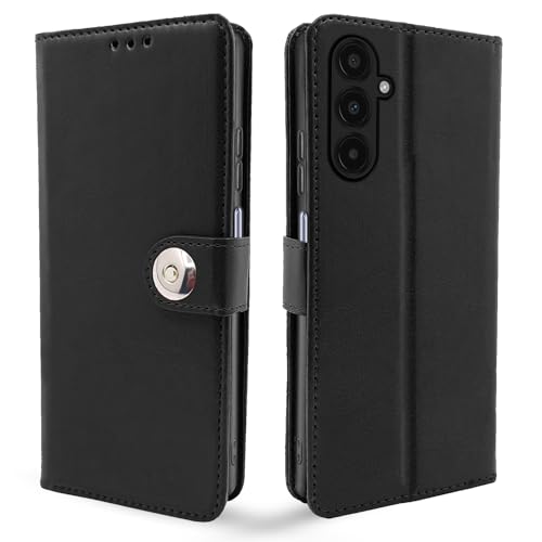 Image of Pikkme Samsung Galaxy A15 5G Flip Cover Inside TPU with Card Pockets Wallet Stand and Shock Proof Button Flip Case (Black)