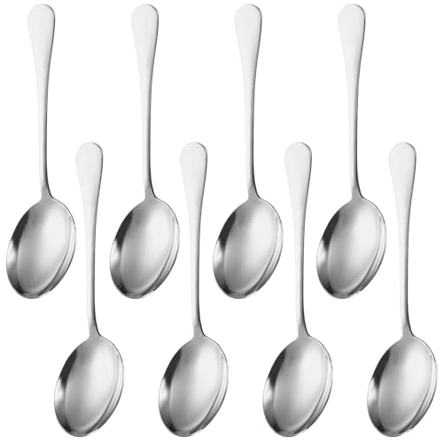 8 cucharas de servir de acero inoxidable, 9.7 x 2.5 pulgadas, plateadas, ideales para catering y eventos de bufé