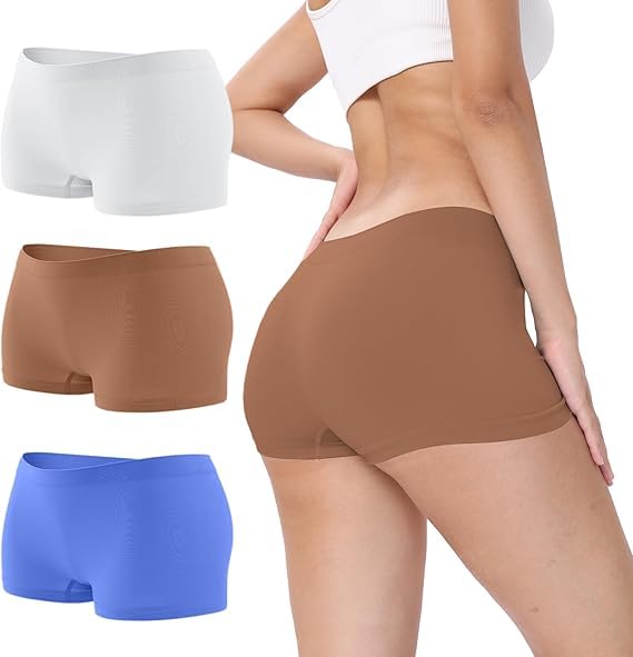 Women's Boyshorts Underwear Seamless Boy Shorts Panties Soft Stretch Boxer Briefs 5 Packs-image-48