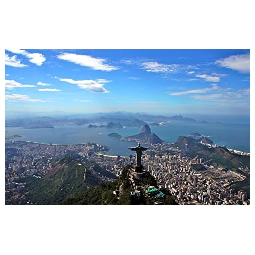 SPJOYSP måla med siffror vuxenhantverk Stadslandskap Bergskusten Brasilien Metropol Rio de Janeiro Staty av Kristus Återlösaren 16X20 inch med ram