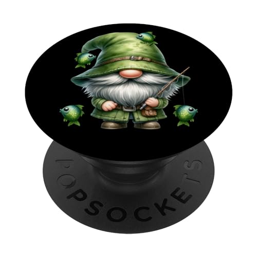 Fishing grandpa gnome graphic for men and boys angler gnome popsockets popgrip adhésif
