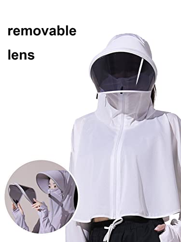 Casaco com capuz feminino com proteção solar UPE50+ protetor solar, com capuz, zíper, manga comprida