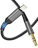 iPhone to 3.5mm Car AUX Stereo Audio Cable，Apple Lightning to 3.5mm AUX Audio Nylon Braided Cable for iPhone SE/12/11/8/7/XR/iPad/iPod to Car Speaker/Headphone Support Support All iOS System (3.3FT)