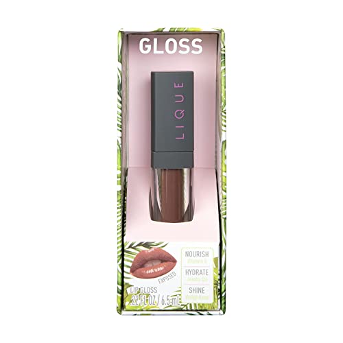 Lique Cosmetics Lip Gloss, Non-Sticky, Vegan Formula Infused With Pigment & Ultra-Fine Shimmer, Exposed, 0.22 Fl Oz. #TOP7