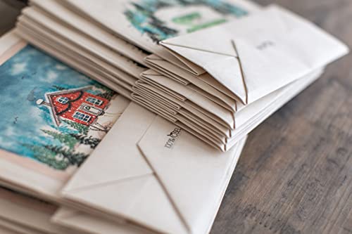 100% Mosel Geschenktüten Weihnachten, mit Aquarellmotiv, 12 Stück (18 x 23 x 9 cm), Weihnachtstaschen aus baumfreien… – Bild 4