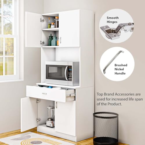 Image of VIKI Furniture | Kitchen Cabinet - Drawer with Doors & Open Shelves, Organizer for Kitchen, Bedroom, Hallway & Living Room (Frosty White - 40D x 80W x 180H cm) | 1 Year Warranty