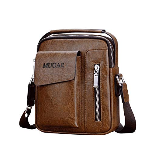 Men's Shoulder Bag Messenger Bag Business Prescribed Superficial Vintage (Color : Khaki, Size : S)