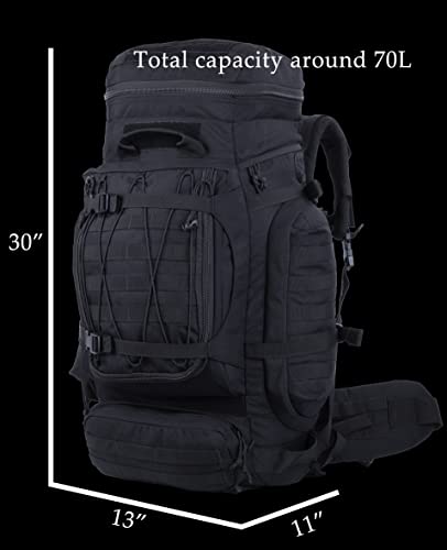 Xmilpax Internal Frame Backpack Military Rucksack Tactical Molle Pack For Backpacking Hiking Camping Hunting 70L (Black) #TOP1
